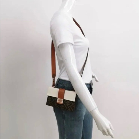 Fendi belt bag Zucca FF 1974 Flat Baguette brown canvas leather crossbody - Picture 9 of 9